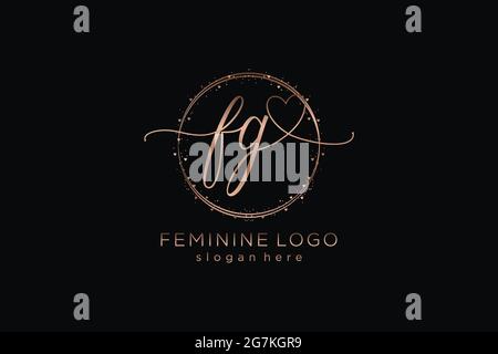 FG handwriting logo with circle template vector logo of initial wedding, fashion, floral and botanical with creative template. Stock Vector