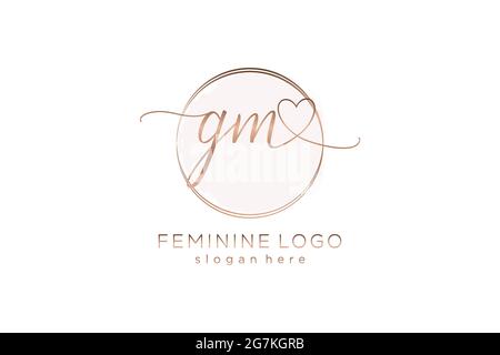 Gm Initial Handwriting Logo Design Logo Ornament Template Vector