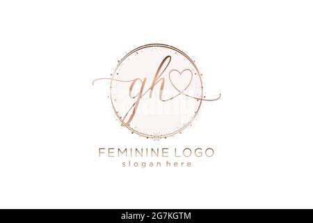 GH handwriting logo with circle template vector logo of initial wedding, fashion, floral and botanical with creative template. Stock Vector