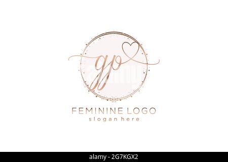 GP handwriting logo with circle template vector logo of initial wedding, fashion, floral and botanical with creative template. Stock Vector