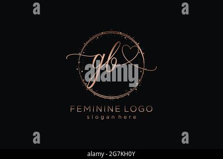 GB handwriting logo with circle template vector logo of initial wedding, fashion, floral and botanical with creative template. Stock Vector