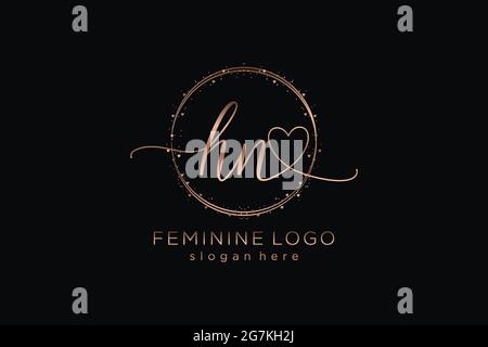 HN handwriting logo with circle template vector logo of initial wedding, fashion, floral and botanical with creative template. Stock Vector