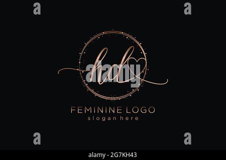 HD handwriting logo with circle template vector logo of initial wedding, fashion, floral and botanical with creative template. Stock Vector