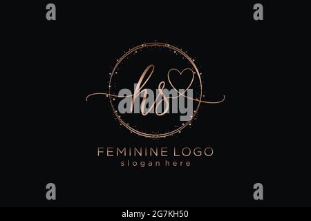 HS handwriting logo with circle template vector logo of initial wedding, fashion, floral and botanical with creative template. Stock Vector