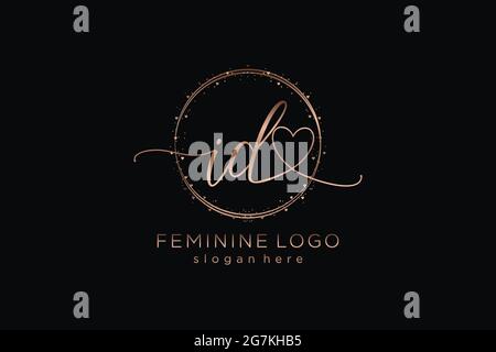 ID handwriting logo with circle template vector logo of initial wedding, fashion, floral and botanical with creative template. Stock Vector