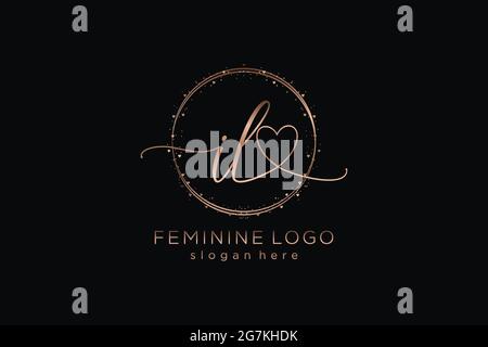 IL handwriting logo with circle template vector logo of initial wedding, fashion, floral and botanical with creative template. Stock Vector