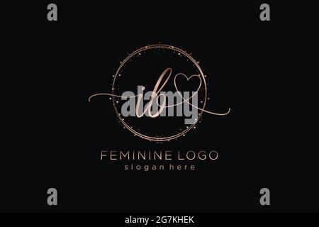 IB handwriting logo with circle template vector logo of initial wedding, fashion, floral and botanical with creative template. Stock Vector
