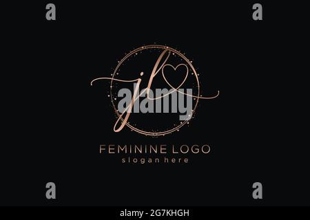 JL handwriting logo with circle template vector logo of initial wedding, fashion, floral and botanical with creative template. Stock Vector