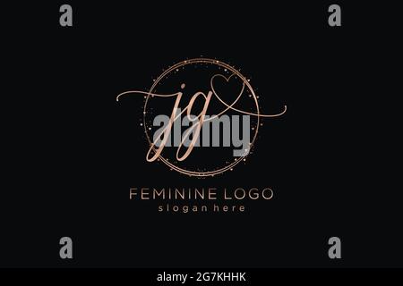 JG handwriting logo with circle template vector logo of initial wedding, fashion, floral and botanical with creative template. Stock Vector