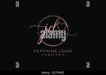 JD handwriting logo with circle template vector logo of initial wedding, fashion, floral and botanical with creative template. Stock Vector