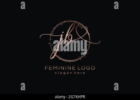 JB handwriting logo with circle template vector logo of initial wedding, fashion, floral and botanical with creative template. Stock Vector