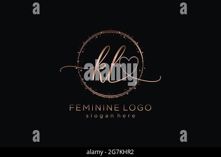 KL handwriting logo with circle template vector logo of initial wedding, fashion, floral and botanical with creative template. Stock Vector