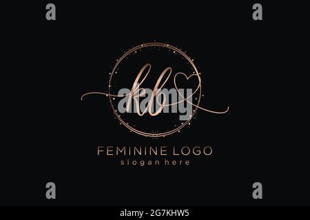 KB handwriting logo with circle template vector logo of initial wedding, fashion, floral and botanical with creative template. Stock Vector