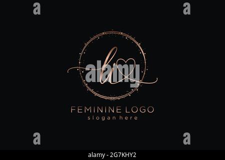 LI handwriting logo with circle template vector logo of initial wedding, fashion, floral and botanical with creative template. Stock Vector