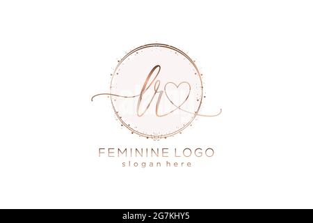 LR handwriting logo with circle template vector logo of initial wedding, fashion, floral and botanical with creative template. Stock Vector