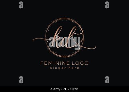 KD handwriting logo with circle template vector logo of initial wedding, fashion, floral and botanical with creative template. Stock Vector