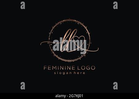 LL handwriting logo with circle template vector logo of initial wedding, fashion, floral and botanical with creative template. Stock Vector