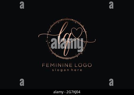 LQ handwriting logo with circle template vector signature, wedding ...