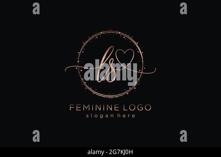 LS handwriting logo with circle template vector logo of initial wedding, fashion, floral and botanical with creative template. Stock Vector