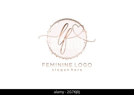 LF handwriting logo with circle template vector logo of initial wedding, fashion, floral and botanical with creative template. Stock Vector