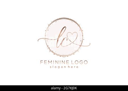 LC handwriting logo with circle template vector logo of initial wedding, fashion, floral and botanical with creative template. Stock Vector