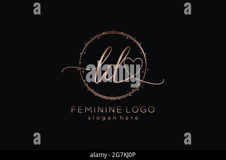 LD handwriting logo with circle template vector logo of initial wedding, fashion, floral and botanical with creative template. Stock Vector
