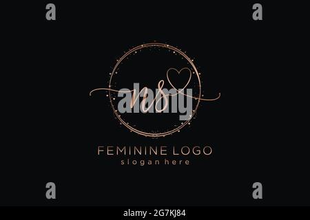 NS handwriting logo with circle template vector logo of initial wedding, fashion, floral and botanical with creative template. Stock Vector