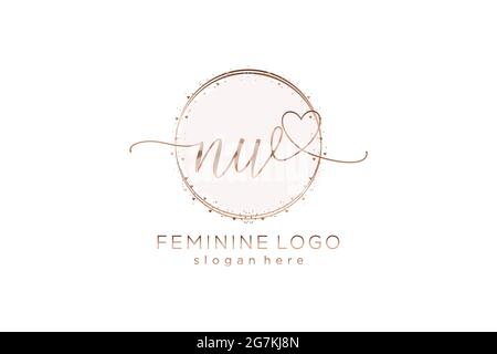 NW handwriting logo with circle template vector logo of initial wedding, fashion, floral and botanical with creative template. Stock Vector