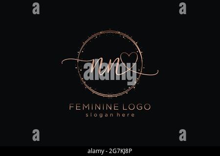 NN handwriting logo with circle template vector logo of initial wedding, fashion, floral and botanical with creative template. Stock Vector