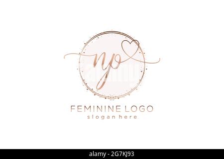 NP handwriting logo with circle template vector logo of initial wedding, fashion, floral and botanical with creative template. Stock Vector