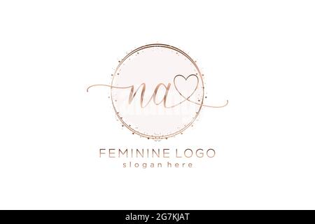 NA handwriting logo with circle template vector logo of initial wedding, fashion, floral and botanical with creative template. Stock Vector