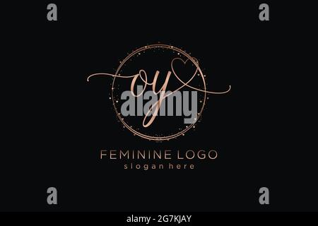 OY handwriting logo with circle template vector logo of initial wedding, fashion, floral and botanical with creative template. Stock Vector
