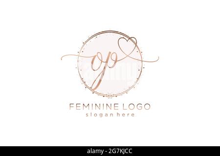 OP handwriting logo with circle template vector logo of initial wedding, fashion, floral and botanical with creative template. Stock Vector