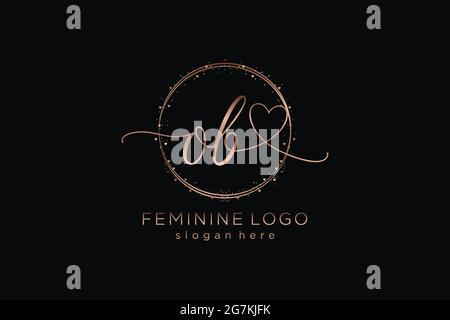 OB handwriting logo with circle template vector logo of initial wedding, fashion, floral and botanical with creative template. Stock Vector