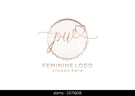 PW handwriting logo with circle template vector logo of initial wedding, fashion, floral and botanical with creative template. Stock Vector