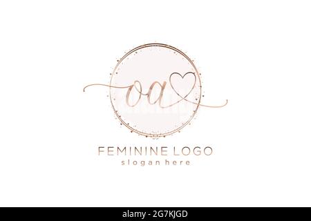 OA handwriting logo with circle template vector logo of initial wedding, fashion, floral and botanical with creative template. Stock Vector