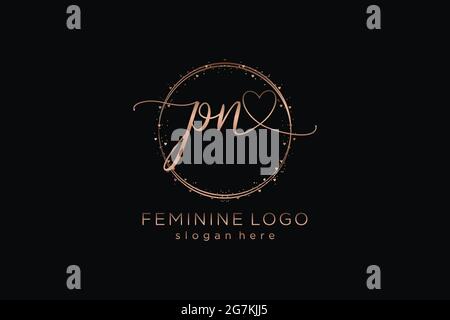 PN handwriting logo with circle template vector logo of initial wedding, fashion, floral and botanical with creative template. Stock Vector