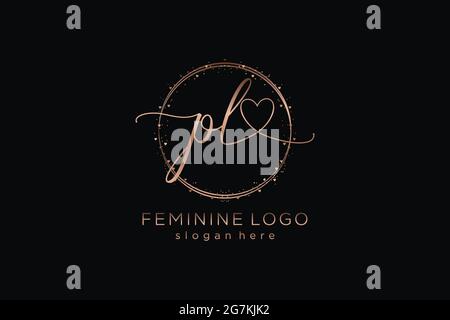 PL handwriting logo with circle template vector logo of initial wedding, fashion, floral and botanical with creative template. Stock Vector