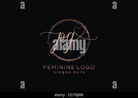 PG handwriting logo with circle template vector logo of initial wedding, fashion, floral and botanical with creative template. Stock Vector