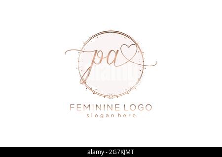 PA handwriting logo with circle template vector logo of initial wedding, fashion, floral and botanical with creative template. Stock Vector