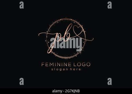 PB handwriting logo with circle template vector logo of initial wedding, fashion, floral and botanical with creative template. Stock Vector
