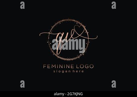 QV handwriting logo with circle template vector logo of initial ...