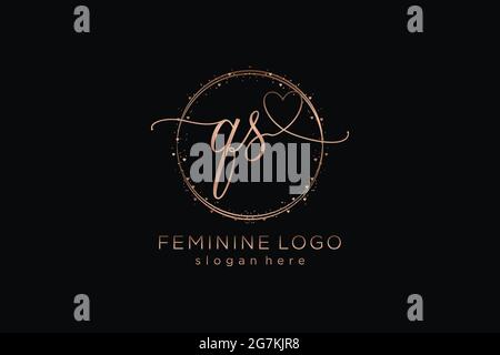 QS handwriting logo with circle template vector logo of initial wedding, fashion, floral and botanical with creative template. Stock Vector