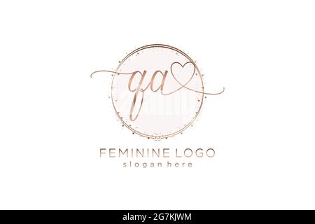 QA handwriting logo with circle template vector logo of initial wedding, fashion, floral and botanical with creative template. Stock Vector