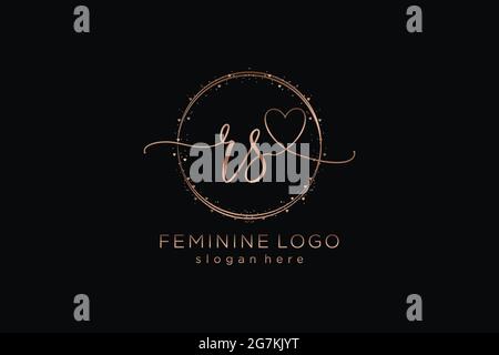 RS handwriting logo with circle template vector logo of initial wedding, fashion, floral and botanical with creative template. Stock Vector
