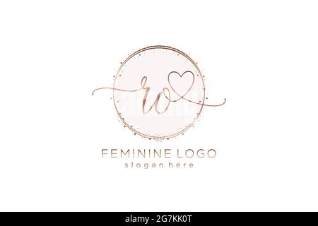 RO handwriting logo with circle template vector logo of initial wedding, fashion, floral and botanical with creative template. Stock Vector