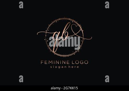 QB handwriting logo with circle template vector logo of initial wedding, fashion, floral and botanical with creative template. Stock Vector