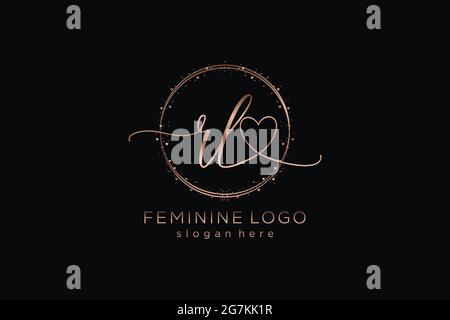 RL handwriting logo with circle template vector logo of initial wedding, fashion, floral and botanical with creative template. Stock Vector