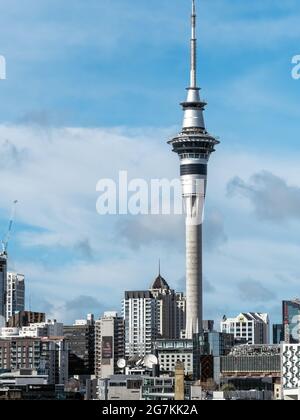 AUCKLAND, NEW ZEALAND - Jun 21, 2021: View of Auckland City with Skytower from College Hill road. Auckland, New Zealand - June 21, 2021 Stock Photo