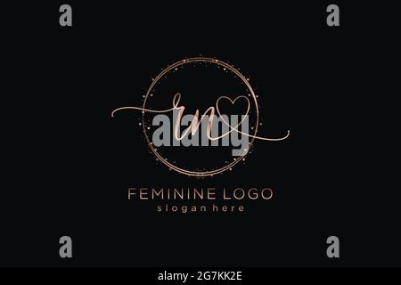 RN handwriting logo with circle template vector logo of initial wedding, fashion, floral and botanical with creative template. Stock Vector